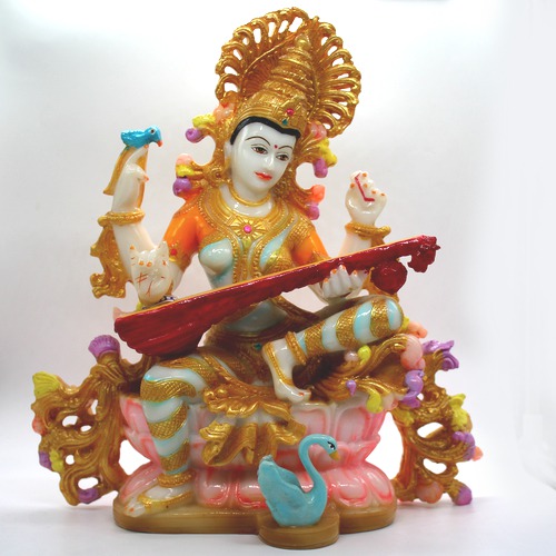 Goddess Saraswati Decorative Fiber Murti/Idol Showpiece for Home Decor